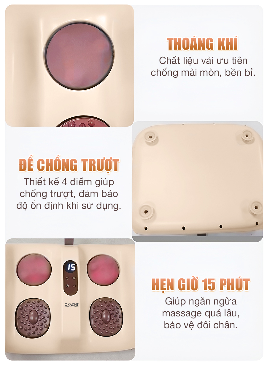 Máy massage chân và rung chân OKACHI JP-801 ( Màu kem)